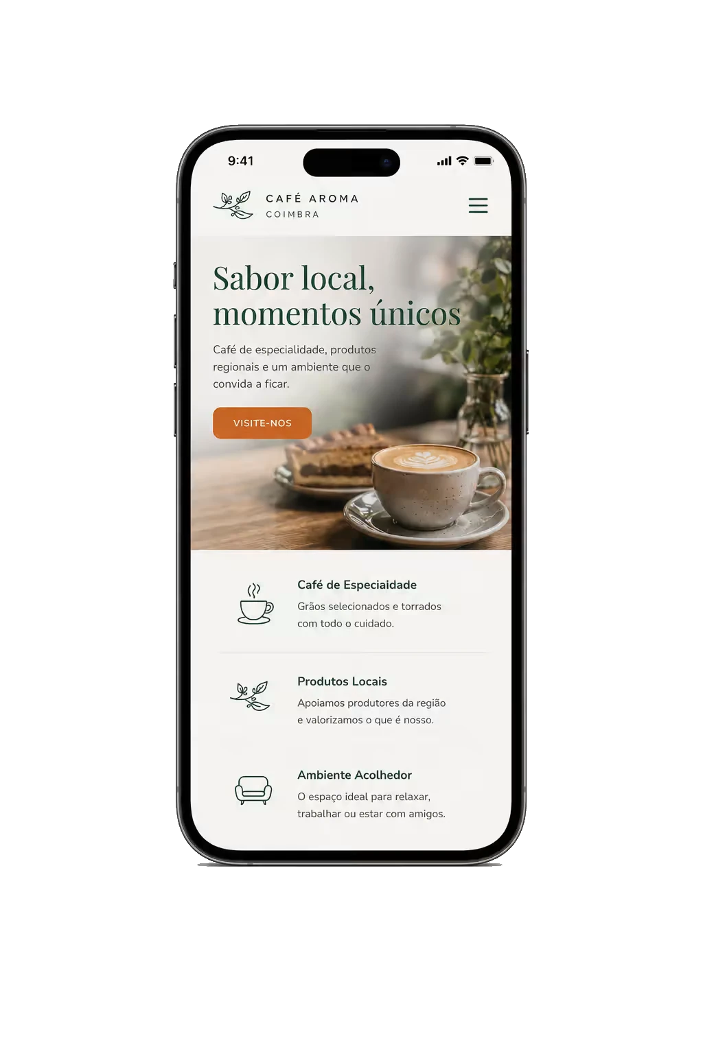 Versão móvel de um website profissional