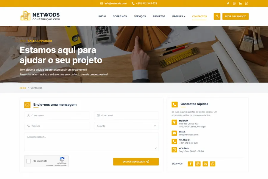 Contactos Netwods Construção Civil