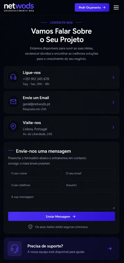 Exemplo de página de contactos e pedido de orçamento1