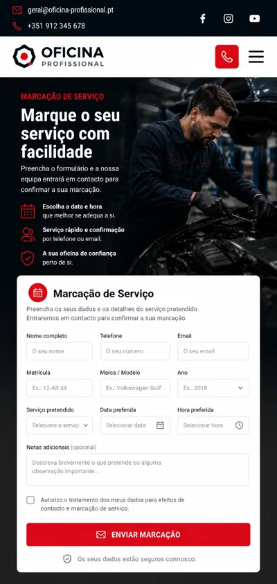 Exemplo mobile de marcação de serviço para oficina automóvel