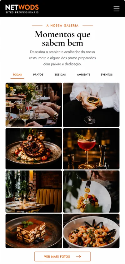 Galeria de restaurante em telemóvel