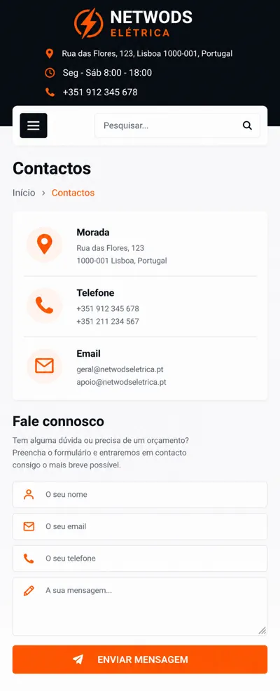 Netwods Elétrica Contact Page