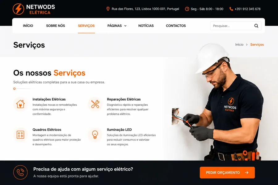 os nossos servicos website eletrico
