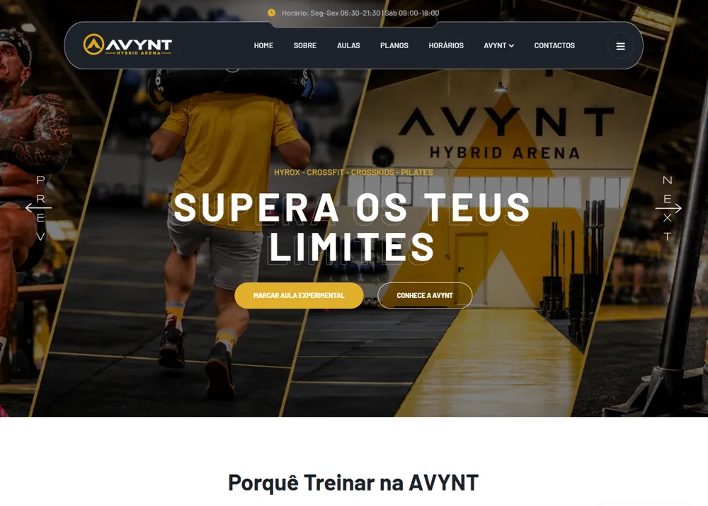 Desenvolvimento do Website AVYNT Hybrid Arena