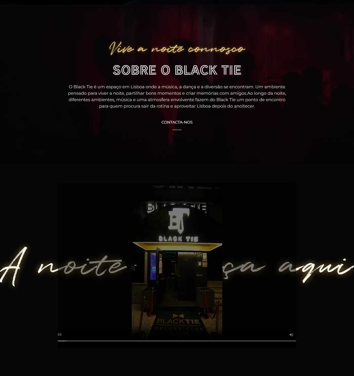 Secção sobre a Black Tie Lisboa com apresentação do conceito, ambiente e experiência do espaço